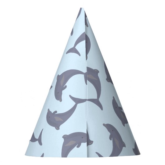海の模様の誕生日パーティーのイルカ パーティーハット (裏面)