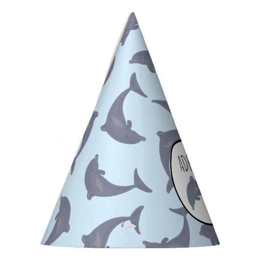 海の模様の誕生日パーティーのイルカ パーティーハット (左)