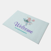 海の歓迎の下でイルカに乗る人魚 ドアマット (アングル)