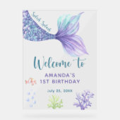 海の歓迎の下で人魚の誕生日パーティー アクリルサイン (正面)