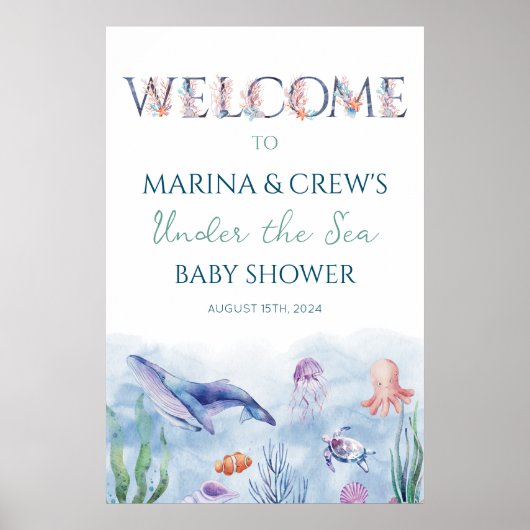 海の歓迎の看板のポスターの下で ポスター (正面)