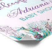 海の歓迎サインの下で人魚の赤ちゃんシャワー ポスター (角)