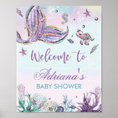 海の歓迎サインの下で人魚の赤ちゃんシャワー ポスター (正面)