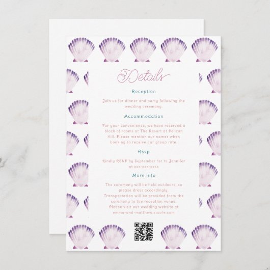 海の水お洒落色の結婚詳細 エンクロージャーカード (正面/裏面)