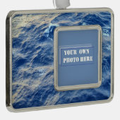 海の水のカスタム写真 シルバープレートフレームオーナメント (右)