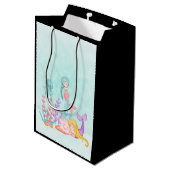 海の水の下でメルメイド&クラゲMedi ミディアムペーパーバッグ (裏面アングル)
