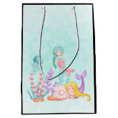 海の水の下でメルメイド&クラゲMedi ミディアムペーパーバッグ (正面)