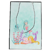 海の水の下でメルメイド&クラゲMedi ミディアムペーパーバッグ (裏面)