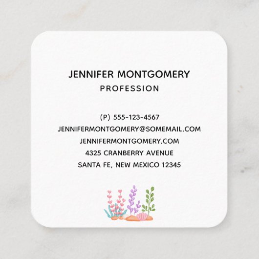 海の水の下で人魚とクラゲの色Squa スクエア名刺 (裏面)