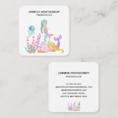 海の水の下で人魚とクラゲの色Squa スクエア名刺 (正面/裏面)