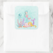 海の水の下で人魚とクラゲClas スクエアシール (バッグ)