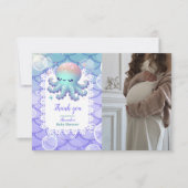 海の水の下で写真ベビーシャワー サンキューカード (正面)