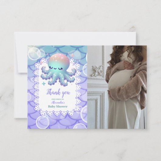 海の水の下で写真ベビーシャワー サンキューカード (正面)