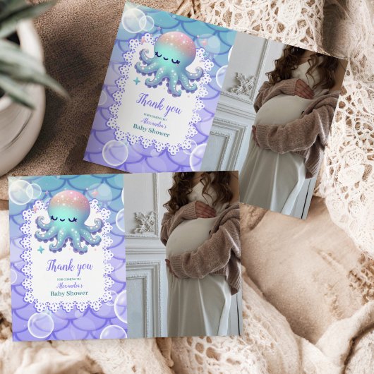 海の水の下で写真ベビーシャワー サンキューカード