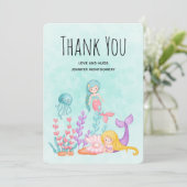 海の水の下にかわいい人魚ありがとう サンキューカード (スタンド正面)