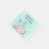海の水の下にかわいい人魚の色ベビーシャワー スタンダードカクテルナプキン (角)