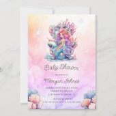 海の水の下にかわいい人魚の赤ちゃんシャワー 招待状 (正面)
