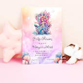 海の水の下にかわいい人魚の赤ちゃんシャワー 招待状