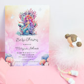 海の水の下にかわいい人魚の赤ちゃんシャワー 招待状