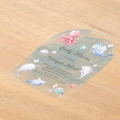 海の水の下にかわいい赤ちゃんシャワー アクリル招待状 (レイダウン)
