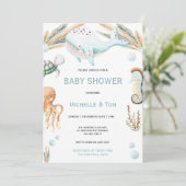 海の水の下のクジラ赤ちゃんシャワー 招待状 (スタンド正面)