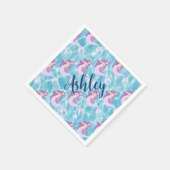 海の水の下の人魚の色の海子供のパーティー スタンダードカクテルナプキン (角)