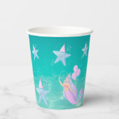 海の水の下の人魚の色の海子供のパーティー 紙コップ (裏面)