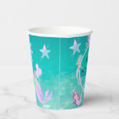 海の水の下の人魚の色の海子供のパーティー 紙コップ (右)