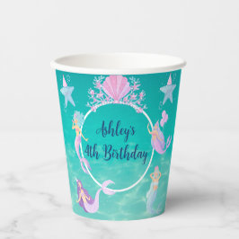 海の水の下の人魚の色の海子供のパーティー 紙コップ