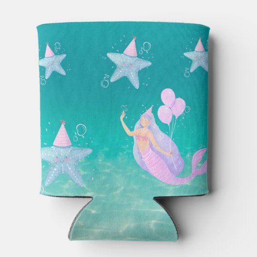 海の水の下の人魚の色の海子供のパーティー 缶クーラー (裏面)