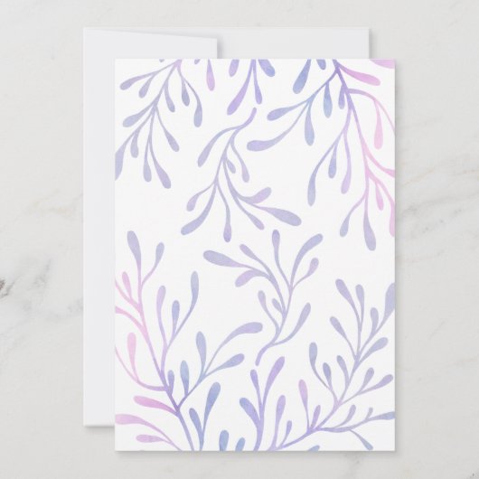 海の水の下の人魚の色女の子1st誕生日 招待状 (裏面)