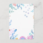 海の水の下の可愛い人魚のカラーベビーシャワー エンクロージャーカード (裏面)