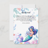 海の水の下の可愛い人魚のカラーベビーシャワー サンキューカード (正面)