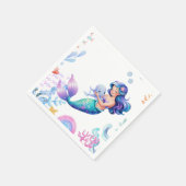 海の水の下の可愛い人魚のカラーベビーシャワー スタンダードカクテルナプキン (角)