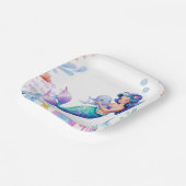 海の水の下の可愛い人魚のカラーベビーシャワー ペーパープレート (傾斜あり)