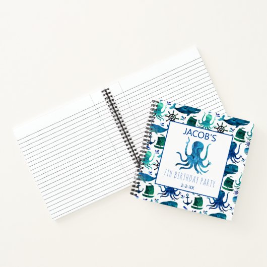 海の水の下の子供たちタコ航海の ノートブック (内部)