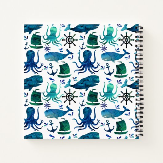 海の水の下の子供たちタコ航海の ノートブック (裏面)