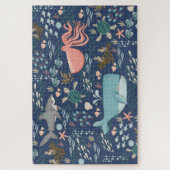 海の水の下の色の海動物の芸術 ジグソーパズル (縦)