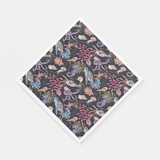 海の水の下の色の海洋動物海 スタンダードランチョンナプキン (角)