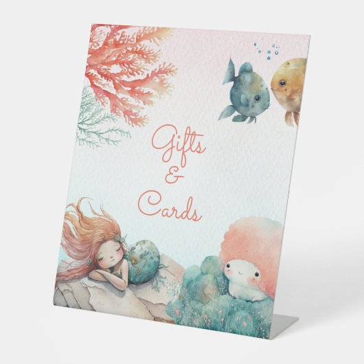 海の水の下の魔法の色のパーティー卓上 台座サイン (正面)