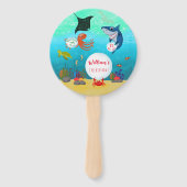 海の水の泡の下の海動物 ハンドファン (裏面)