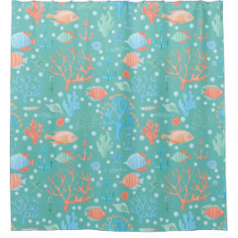 海の水の色のパターンの下 シャワーカーテン