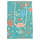 海の水の色のパターンの下 ミディアムペーパーバッグ (裏面)