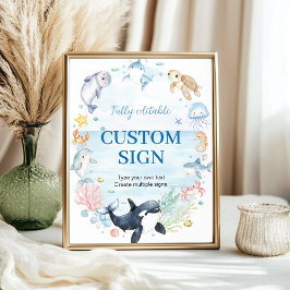 海の水の色のパーティー表カスタムの下の標識 ポスター