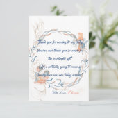 海の水の色のベビーシャワーの下 サンキューカード (スタンド正面)