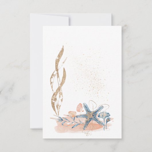 海の水の色のベビーシャワーの下 サンキューカード (裏面)