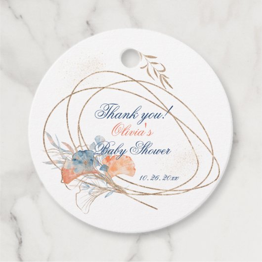 海の水の色のベビーシャワーの下 フェイバータグ (正面)