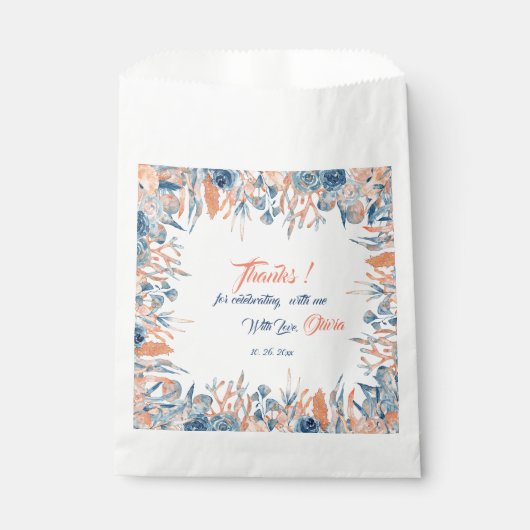 海の水の色のベビーシャワーの下 フェイバーバッグ (正面)