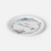 海の水の色のベビーシャワーの下 ペーパープレート (アングル)