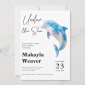 海の水の色のベビーシャワーの下 招待状 (正面)